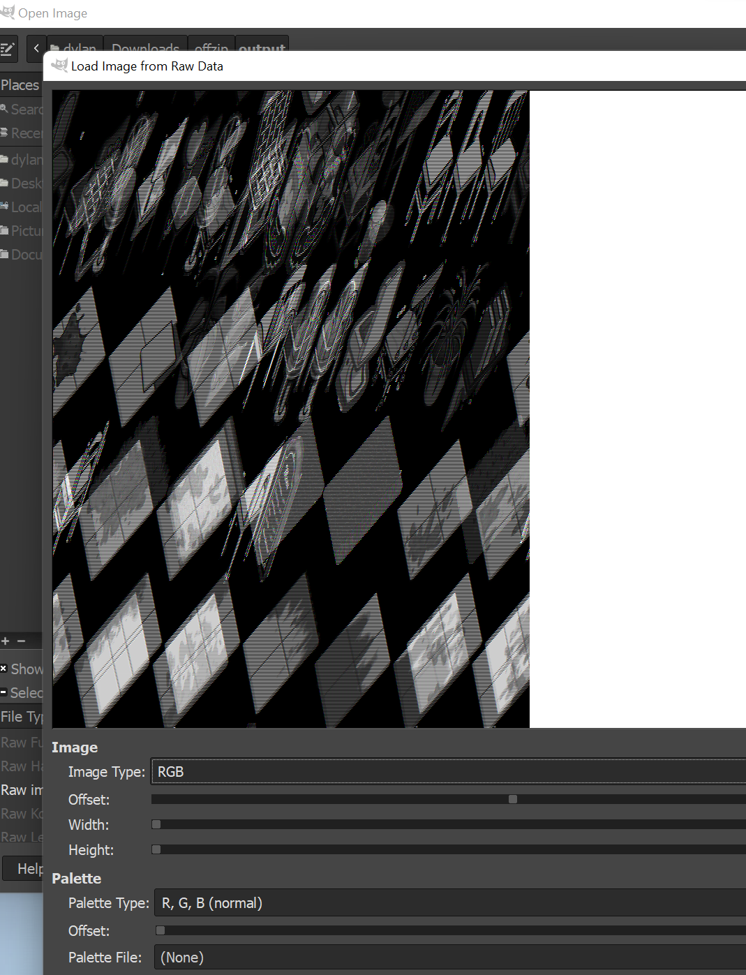 GIMP interpretation of data